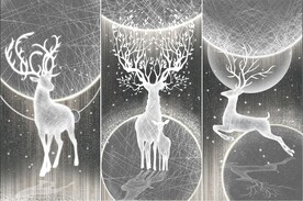 装饰画 三联画 梦幻麋鹿