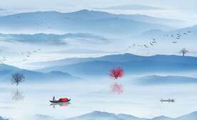 中式意境水墨山水电视背景墙