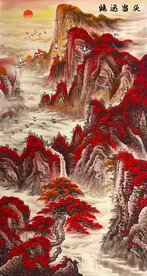 鸿运当头山水画