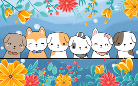 卡通小狗儿童房背景墙