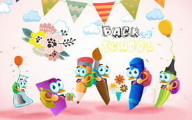 可爱卡通铅笔儿童房背景墙