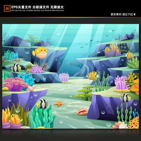 梦幻海底世界珊瑚热带鱼水下背景