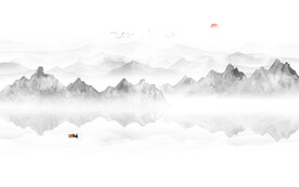 禅意水墨山水画