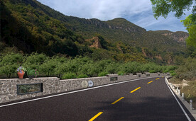 景观道路提升改造 景墙 护岸