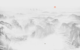 最新意境客厅山水画 TIF分层