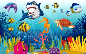 卡通海底世界背景墙