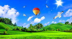 蓝天白云风景画