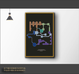 抽象色块组合装饰画