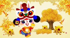 卡通兔样子财神