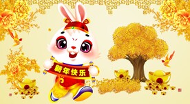 卡通兔样子财神