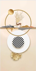 轻奢装饰画 麋鹿 月亮杏叶