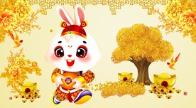 卡通兔样子财神