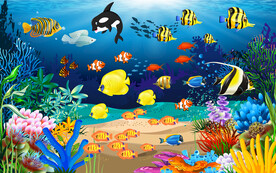 儿童海底背景墙 