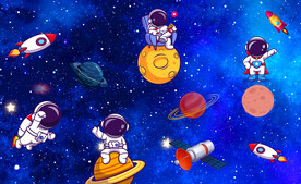 卡通宇航员儿童房背景