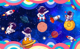 卡通宇航员背景墙