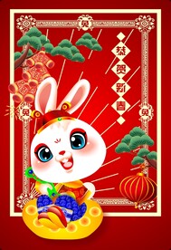 财神卡通兔子兔样子兔子模板