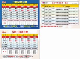 酒水类充值房费套餐