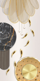 轻奢装饰画 金鱼 大理石纹