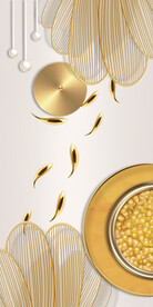 轻奢装饰画 金鱼 叶子