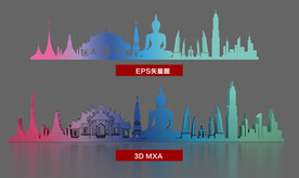 泰国建筑剪影3D文件