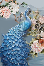 立体玉雕孔雀牡丹