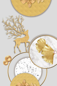 轻奢装饰画 麋鹿 大理石纹