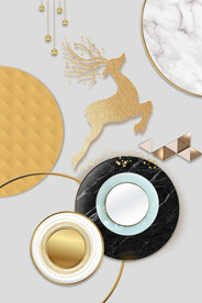 轻奢装饰画 麋鹿 大理石纹