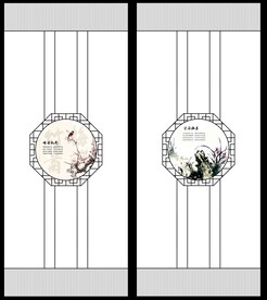 高清分层透明底推拉门打印图