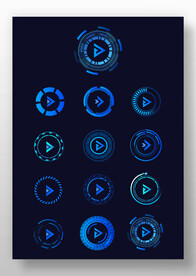 蓝色科技箭头播放素材