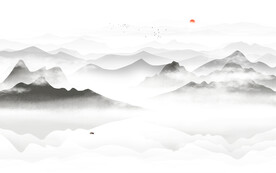 中式水墨意境山水画