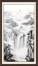 竖幅水墨画
