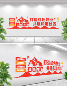 红色物业文化墙.
