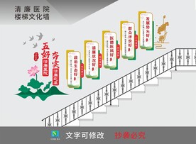 五好清廉医院楼梯文化墙