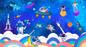 卡通宇宙太空人宇航员