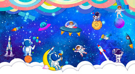 卡通 星空 宇航员