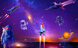 星空飞船宇航员背景墙