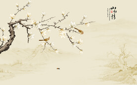 新中式花鸟画背景墙