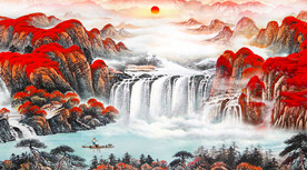 鸿运当头山水画