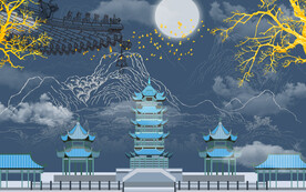 新中式线长塔背景墙