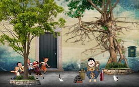 复古怀旧童年岁月背景墙壁画