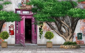 复古怀旧家居场景背景墙壁画