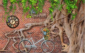 3D复古树根树藤风景背景墙