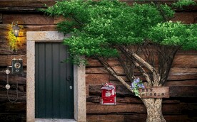 欧美田园风家居场景背景墙笔画