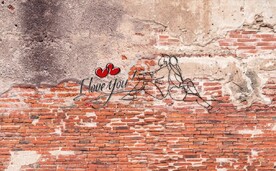 复古怀旧我爱你背景墙壁画