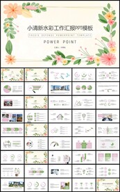水彩花卉工作汇报总结计划PPT