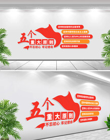 五个重大原则党建文化墙
