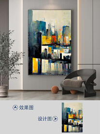 现代轻奢印象城市油画厚肌理挂画