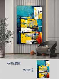 现代手绘抽象油画玄关装饰画