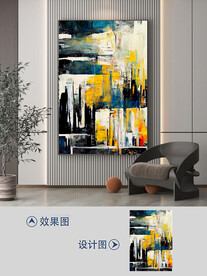 现代手绘抽象油画玄关装饰画