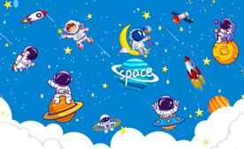 儿童房星空宇航员背景墙